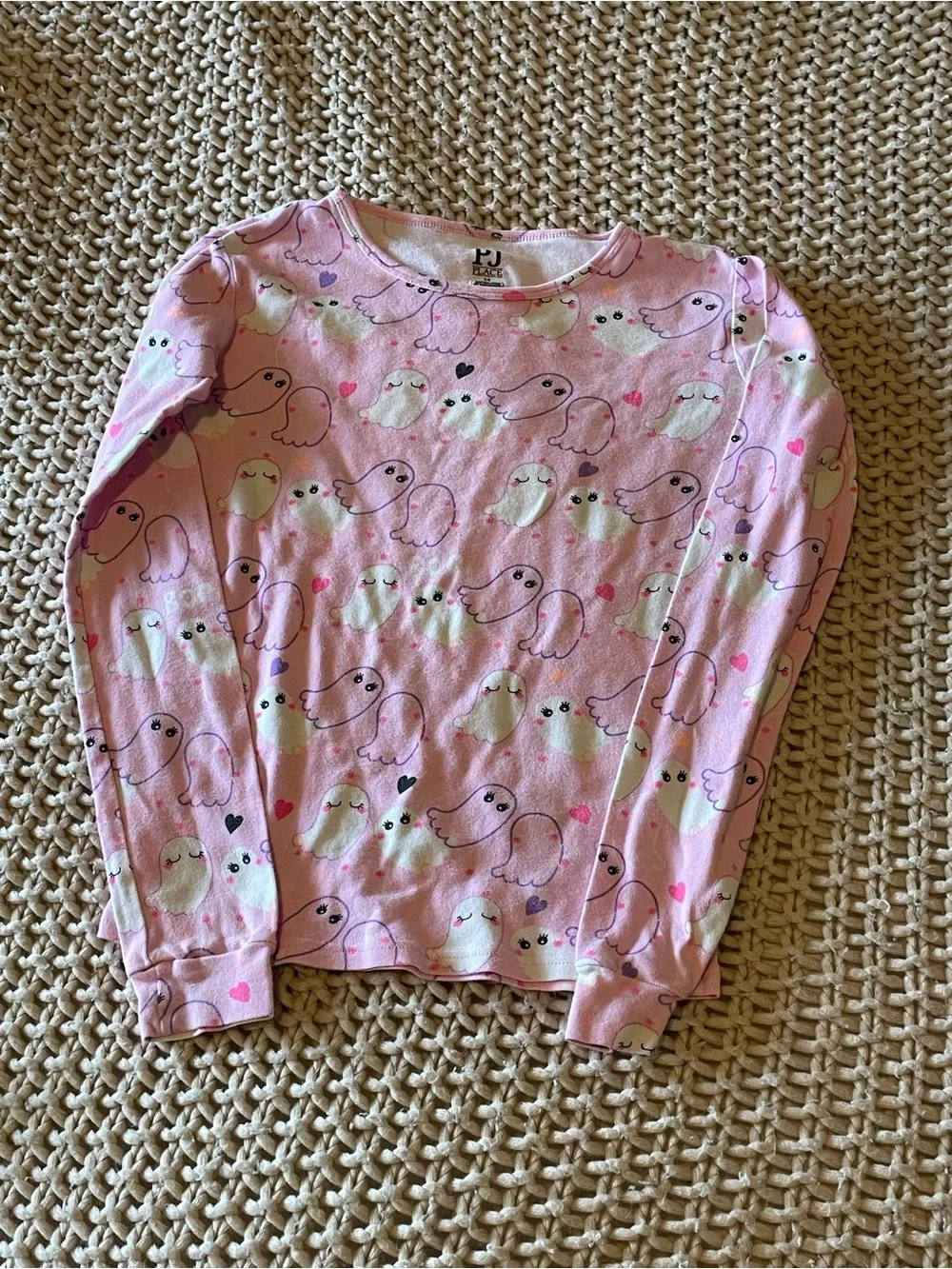 Girls Pink Glow in the Dark Ghost Halloween Pajamas